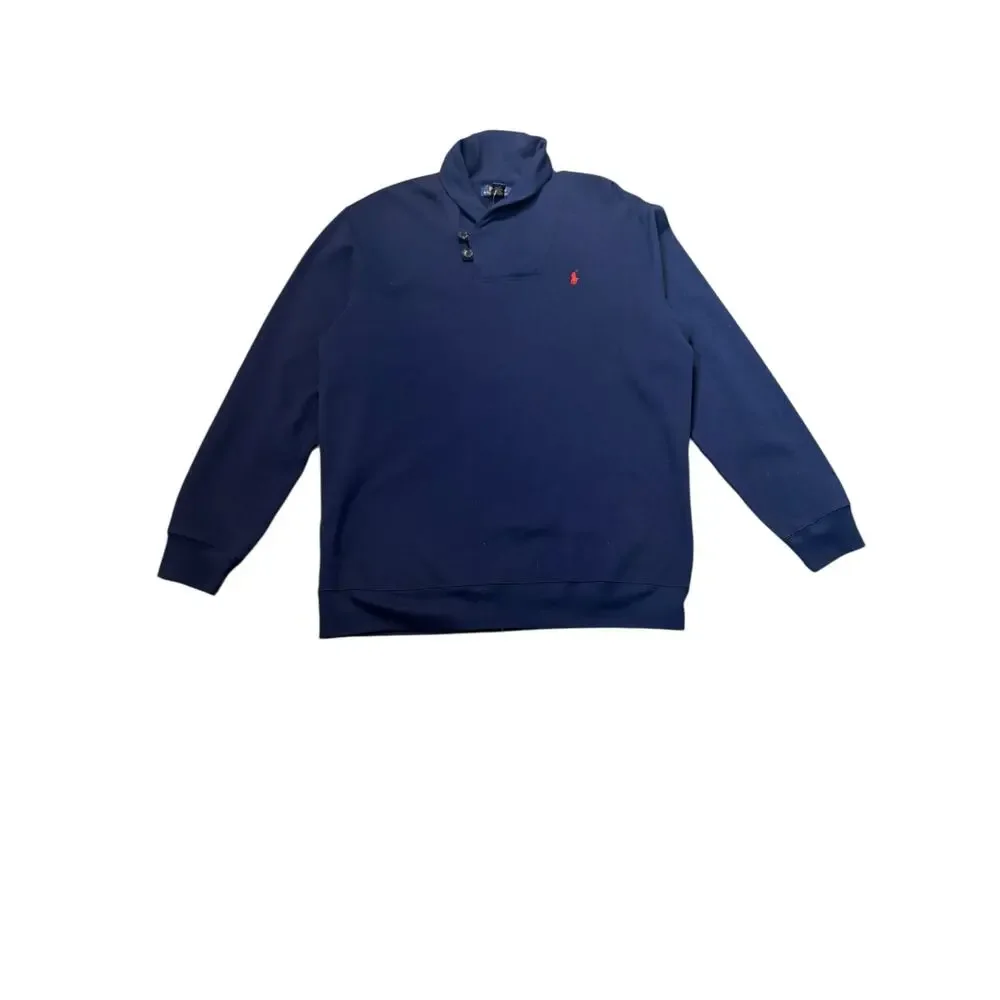 NWOT Boy's XL Polo Ralph Lauren Navy Fleece Shawl Collar Pullover Sweater Preppy